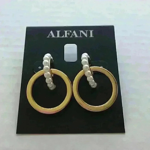 Alfani new Pearl Double Hoop Drop Earrings - Picture 2 of 8